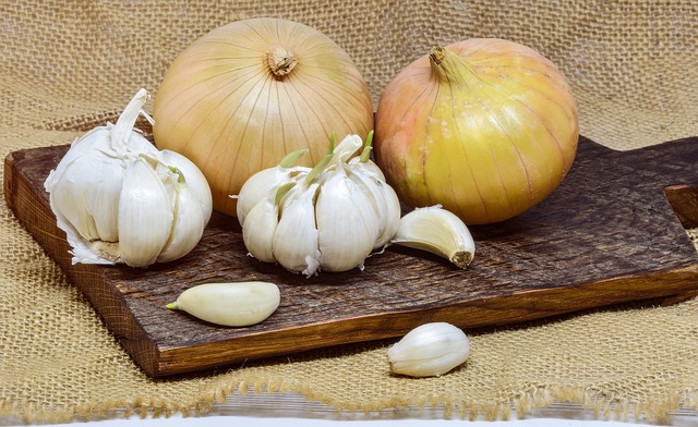 Onions on a cutting board