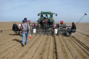 Tractor and person on farm