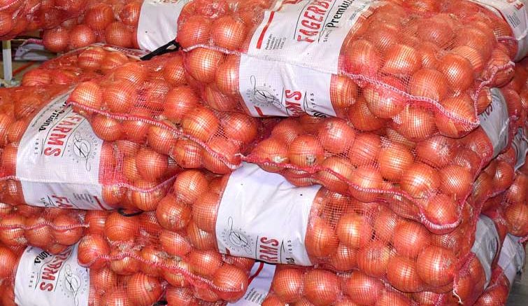 stacked onion bags