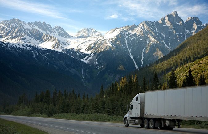 Truck in mountains